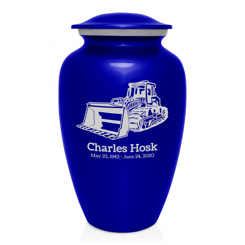 Bulldozer Cremation Urn - Midnight Blue