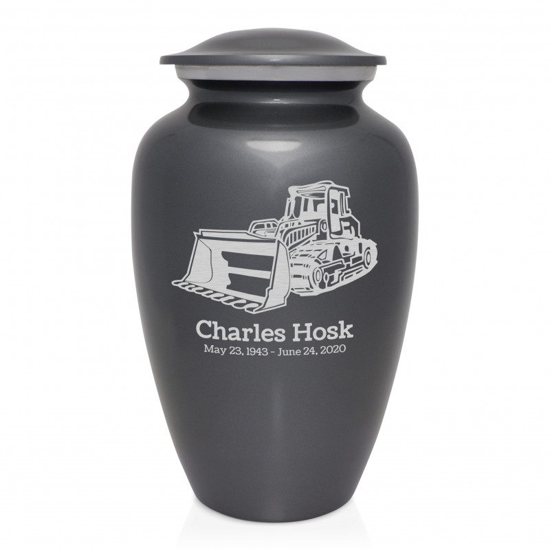 Bulldozer Cremation Urn - Gunmetal Gray