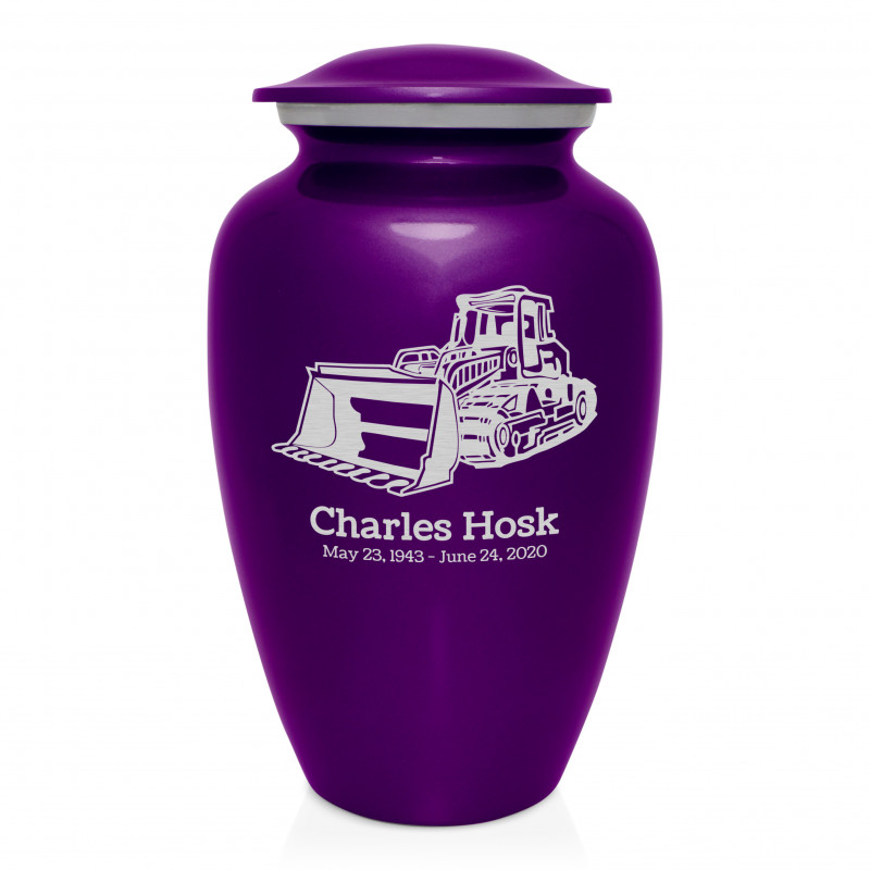Bulldozer Cremation Urn - Purple Luster