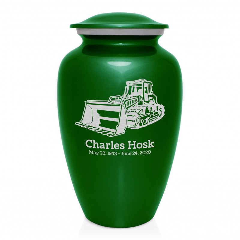 Bulldozer Cremation Urn - Shamrock Green