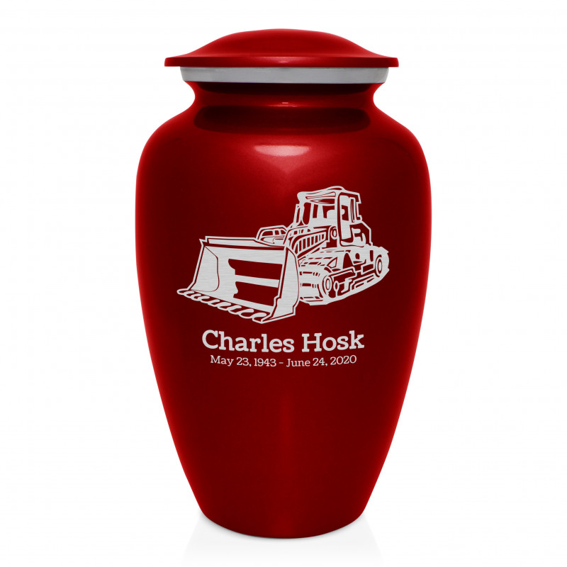 Bulldozer Cremation Urn - Ruby Red
