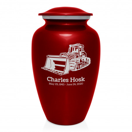 Bulldozer Cremation Urn - Ruby Red