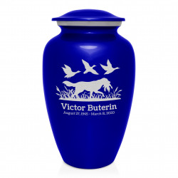 Duck Hunting Dog Cremation Urn - Midnight Blue