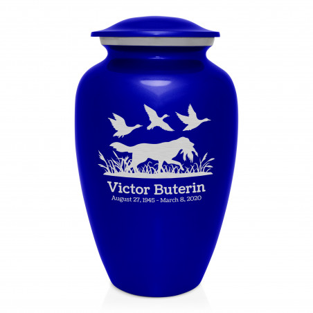 Duck Hunting Dog Cremation Urn - Midnight Blue
