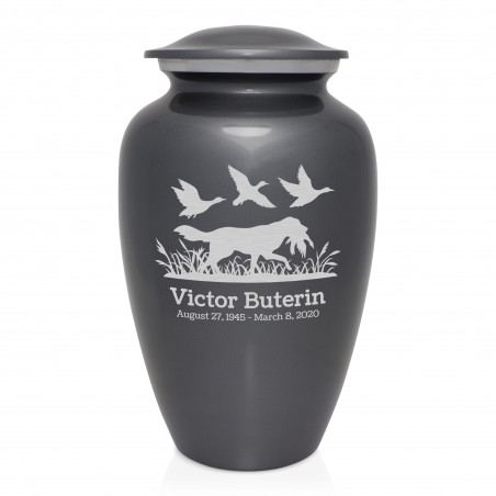 Duck Hunting Dog Cremation Urn - Gunmetal Gray