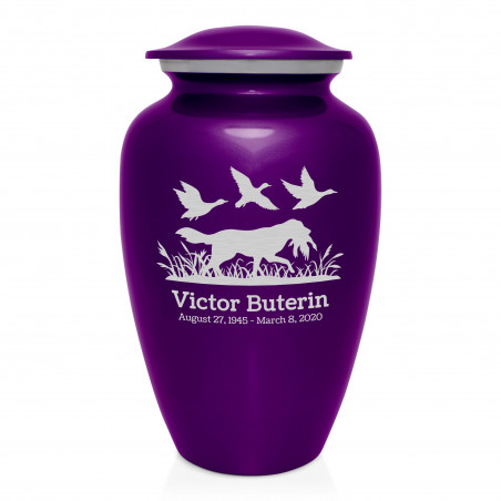 Duck Hunting Dog Cremation Urn - Purple Luster