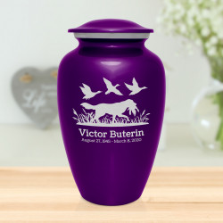Duck Hunting Dog Cremation Urn - Purple Luster