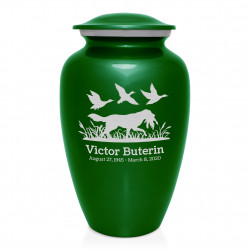 Duck Hunting Dog Cremation Urn - Shamrock Green