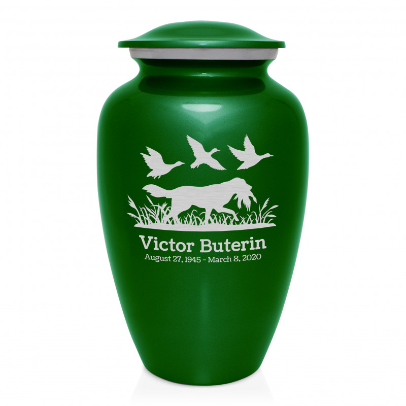Duck Hunting Dog Cremation Urn - Shamrock Green