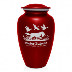 Duck Hunting Dog Cremation Urn - Ruby Red