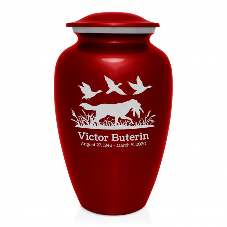Duck Hunting Dog Cremation Urn - Ruby Red