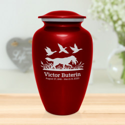 Duck Hunting Dog Cremation Urn - Ruby Red