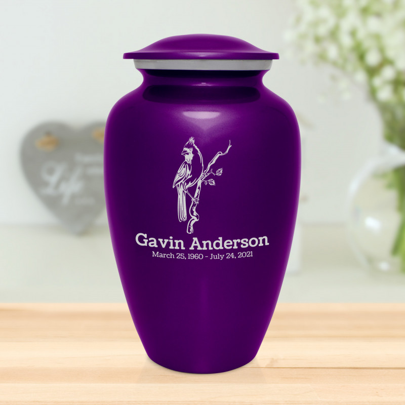 Cardinal Cremation Urn - Purple Luster