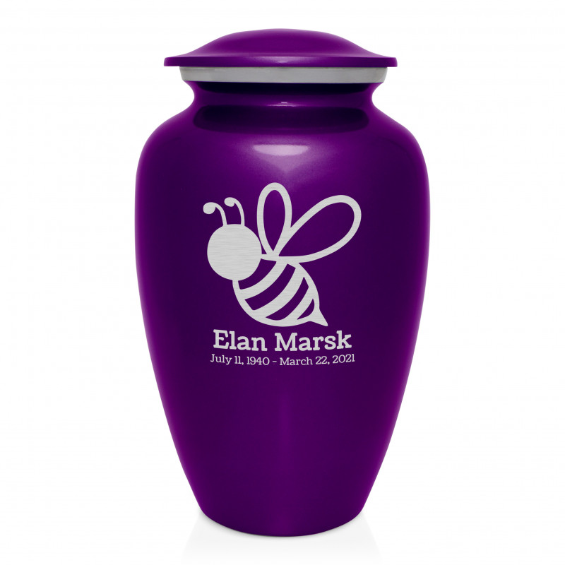 Bee Cremation Urn - Purple Luster