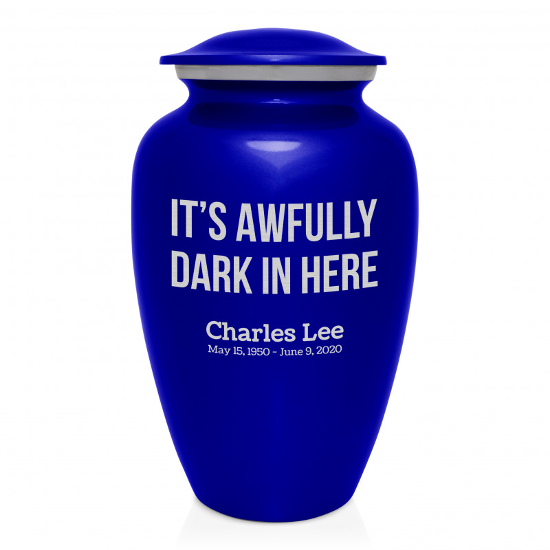 It's Awfully Dark In Here Cremation Urn - Midnight Blue
