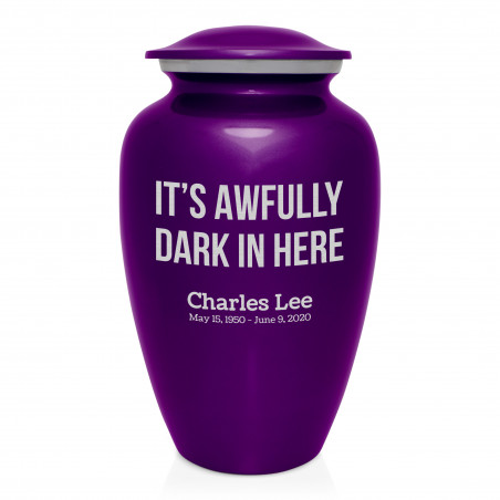 It's Awfully Dark In Here Cremation Urn - Purple Luster