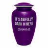 It's Awfully Dark In Here Cremation Urn - Purple Luster