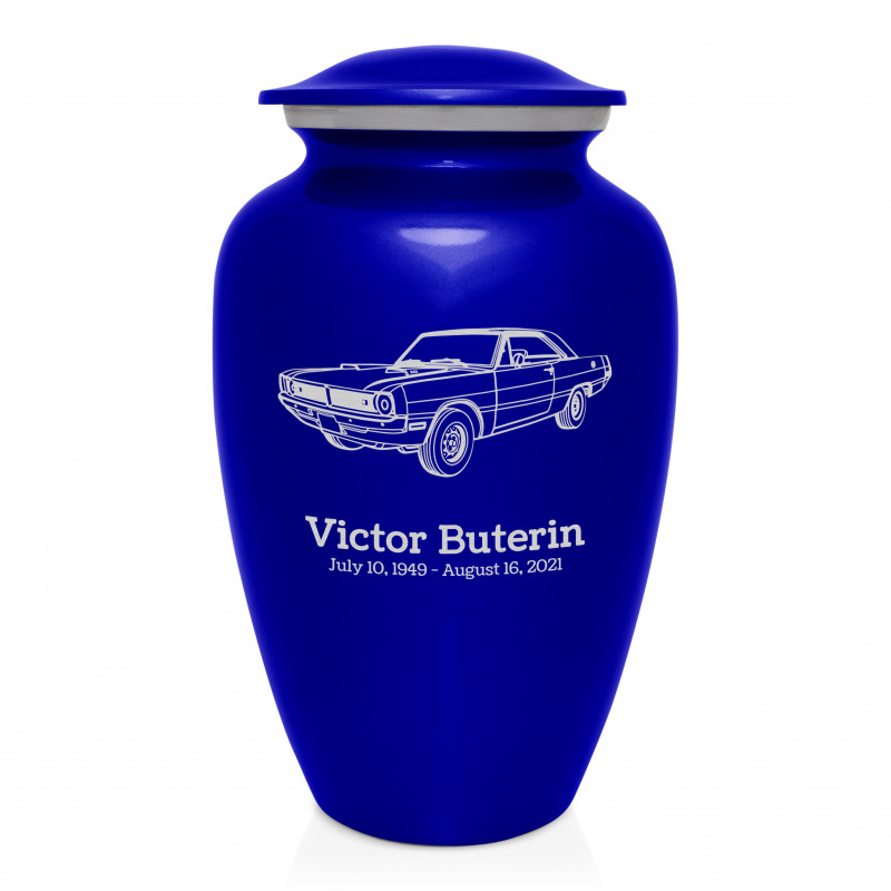 Seventies Muscle Car Cremation Urn - Midnight Blue
