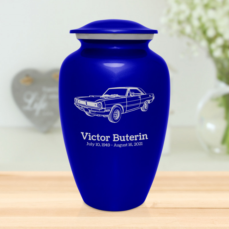 Seventies Muscle Car Cremation Urn - Midnight Blue