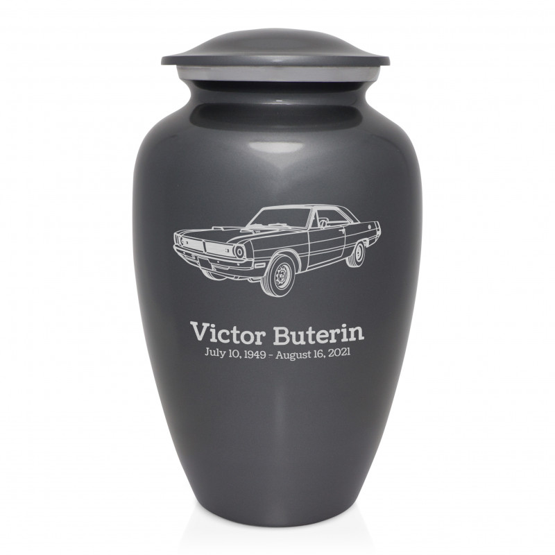 Seventies Muscle Car Cremation Urn - Gunmetal Gray