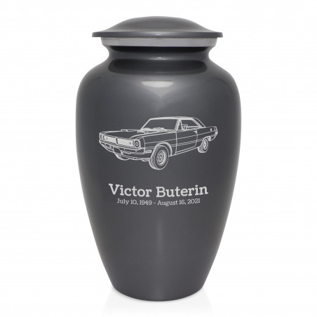 Seventies Muscle Car Cremation Urn - Gunmetal Gray