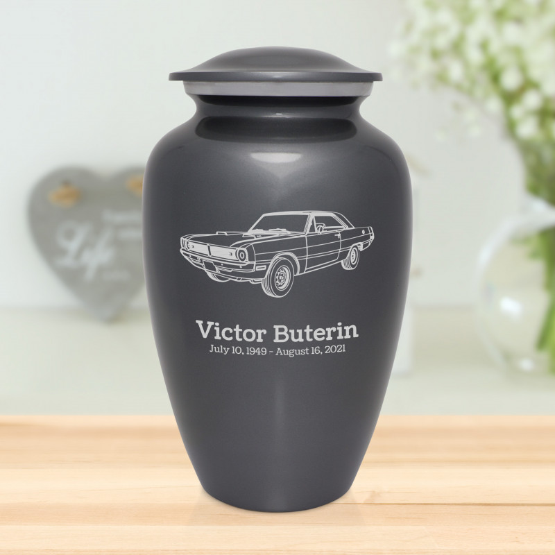 Seventies Muscle Car Cremation Urn - Gunmetal Gray