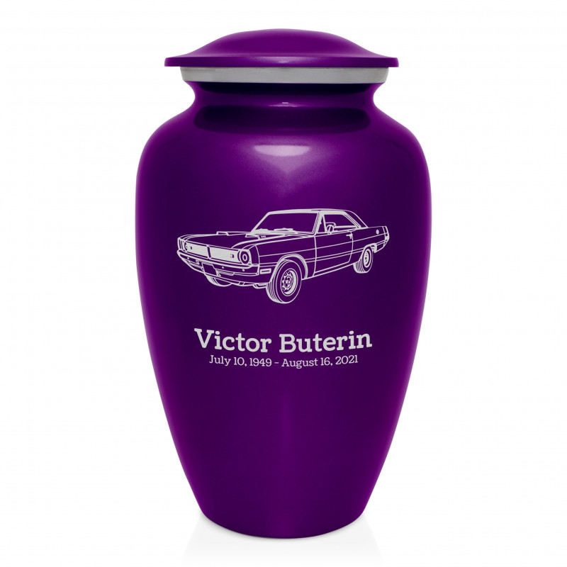 Seventies Muscle Car Cremation Urn - Purple Luster