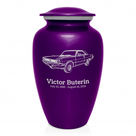 Seventies Muscle Car Cremation Urn - Purple Luster