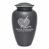 Crochet Heart Cremation Urn - Gunmetal Gray