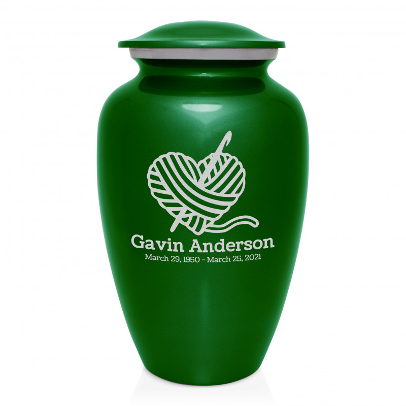 Crochet Heart Cremation Urn - Shamrock Green