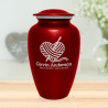 Crochet Heart Cremation Urn - Ruby Red