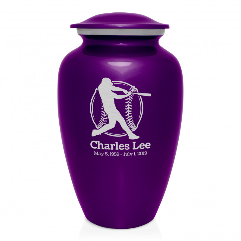 Baseball Cremation Urn - Purple Luster