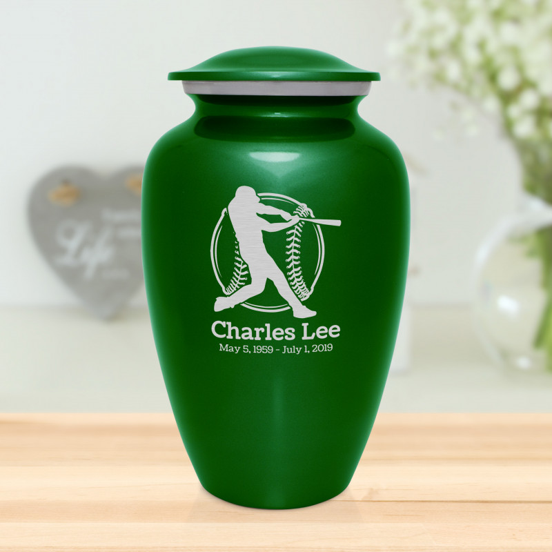 Baseball Cremation Urn - Shamrock Green