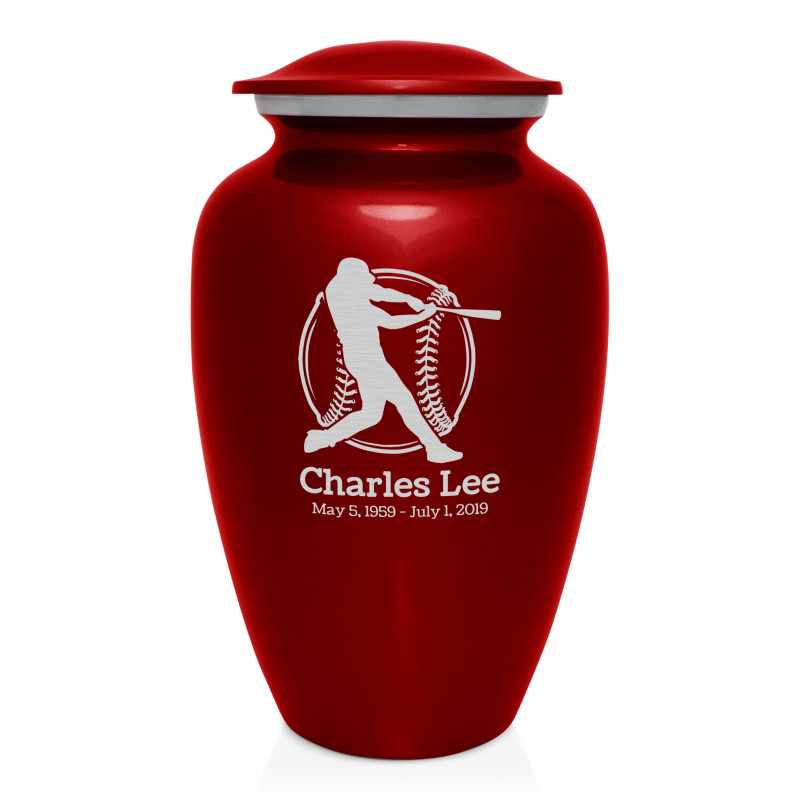 Baseball Cremation Urn - Ruby Red
