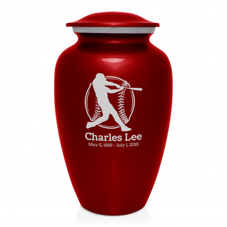 Baseball Cremation Urn - Ruby Red