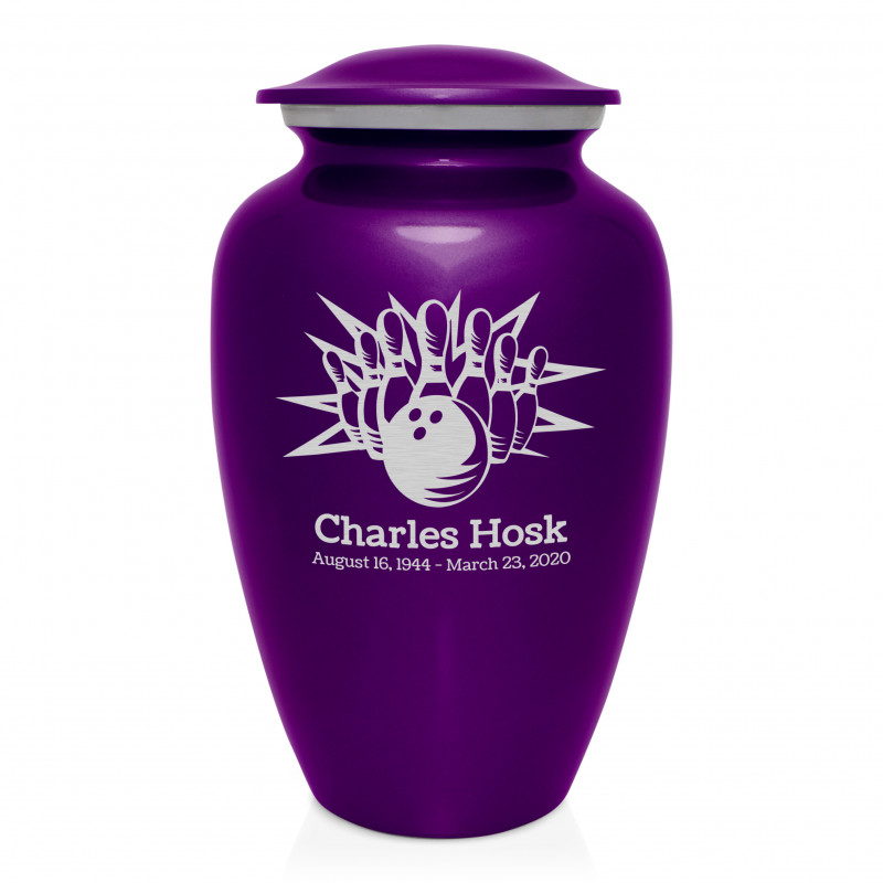 Bowling Cremation Urn - Purple Luster