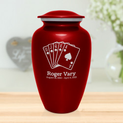 Playing Cards Cremation Urn - Ruby Red