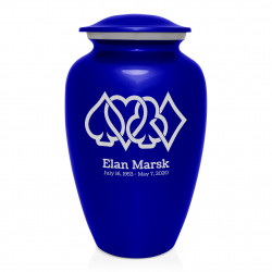 Card Suits Cremation Urn - Midnight Blue