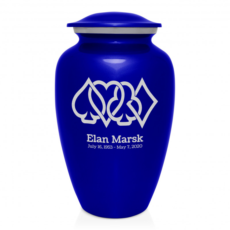 Card Suits Cremation Urn - Midnight Blue