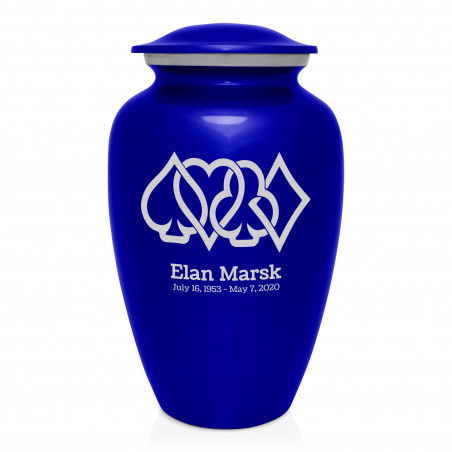 Card Suits Cremation Urn - Midnight Blue