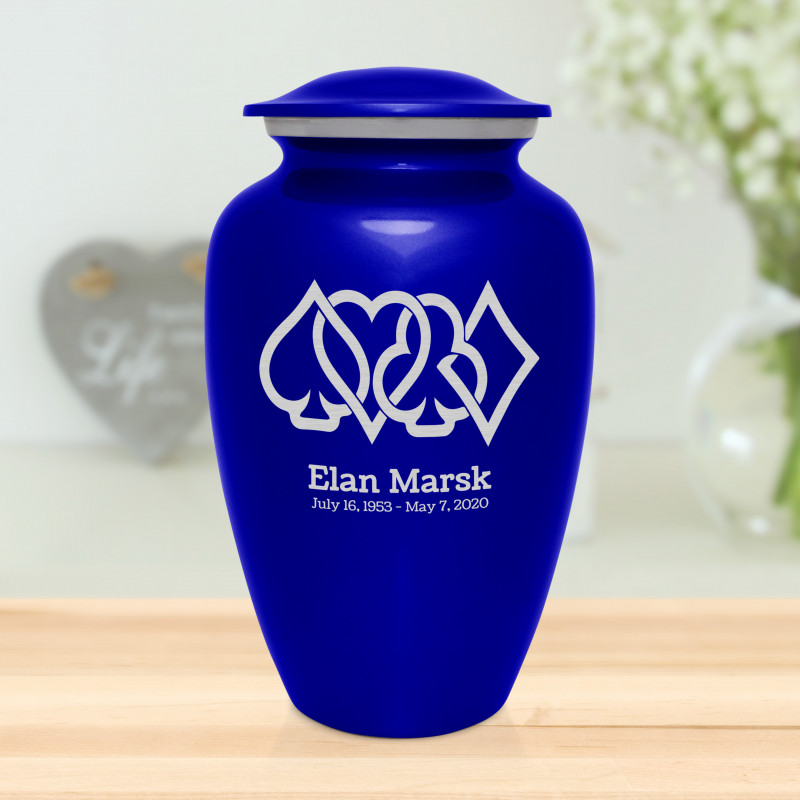 Card Suits Cremation Urn - Midnight Blue
