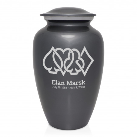 Card Suits Cremation Urn - Gunmetal Gray