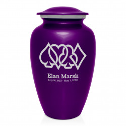 Card Suits Cremation Urn - Purple Luster