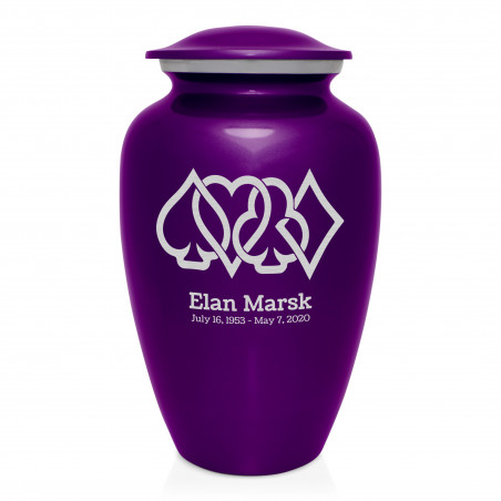 Card Suits Cremation Urn - Purple Luster