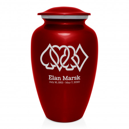 Card Suits Cremation Urn - Ruby Red