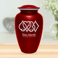 Card Suits Cremation Urn - Ruby Red