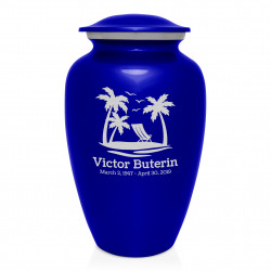 Tropical Beach Cremation Urn - Midnight Blue