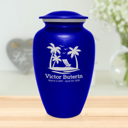Tropical Beach Cremation Urn - Midnight Blue