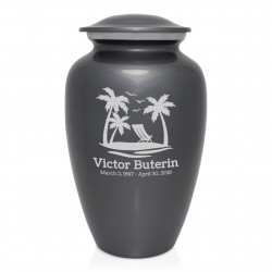 Tropical Beach Cremation Urn - Gunmetal Gray