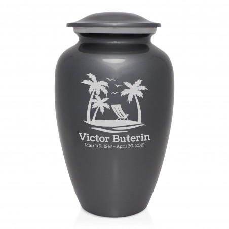 Tropical Beach Cremation Urn - Gunmetal Gray